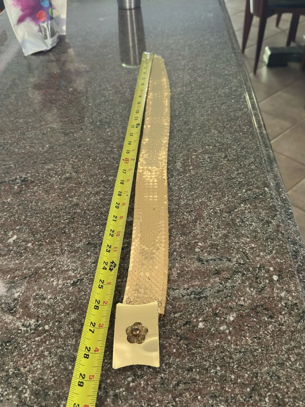 Vintage Boho Medallion Stretch Belt Gold color Metal - Size Small To M‎